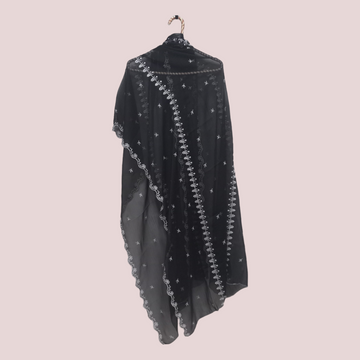 Chiffon Embroidery Dupatta - Black