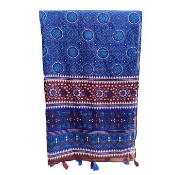 Ajrak Lawn Tasseled Print