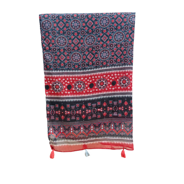 Ajrak Lawn Tasseled Print