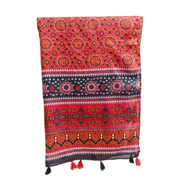 Ajrak Lawn Tasseled Print