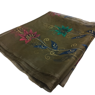 Hand Painted Organza Dupatta