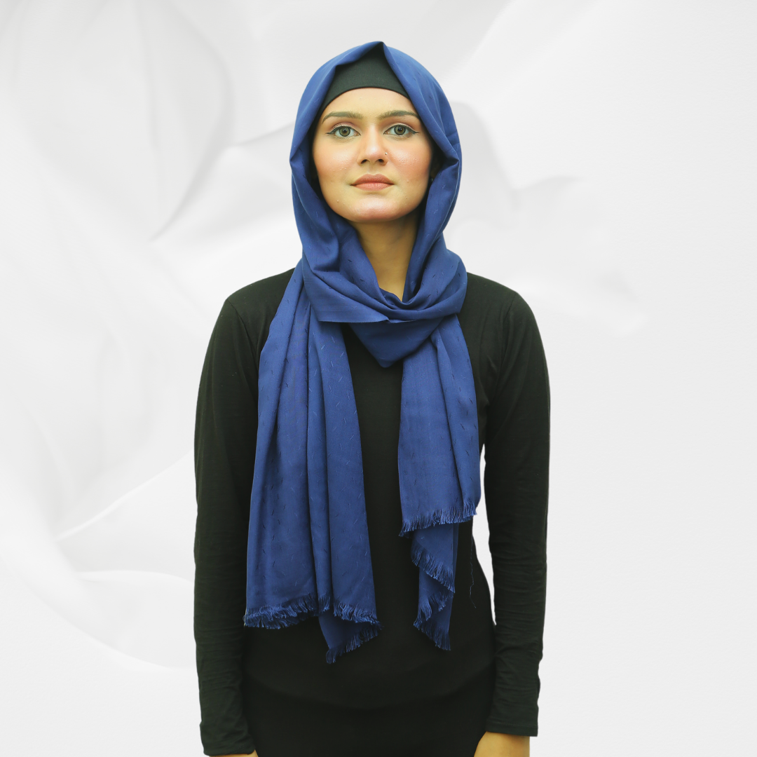 Viscose Self Jacquard - Navy Blue