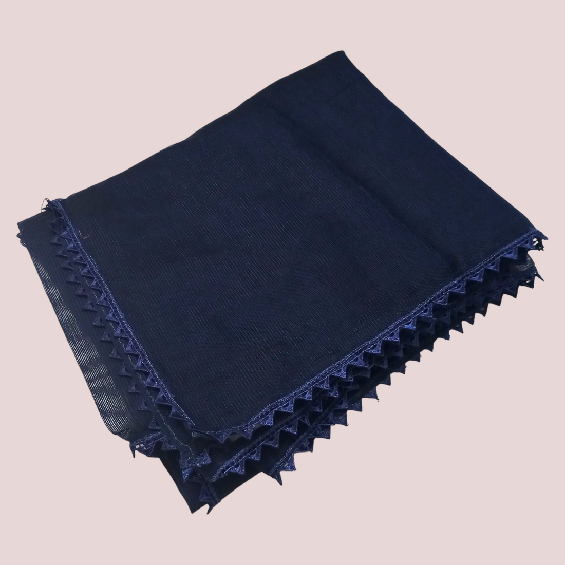 Khaddi Net Laced Dupatta - Navy Blue