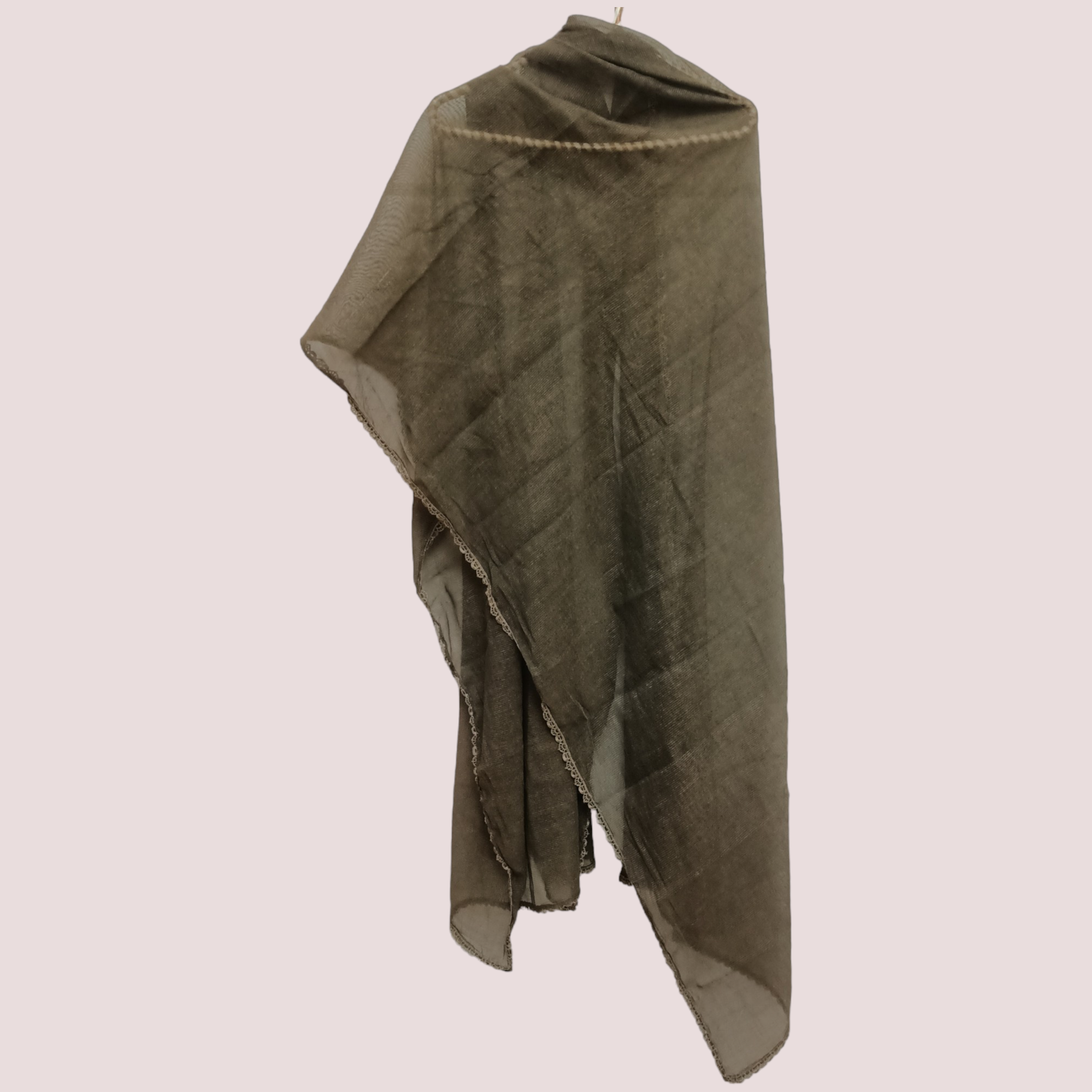 Khaddi Net Laced Dupatta - Brown