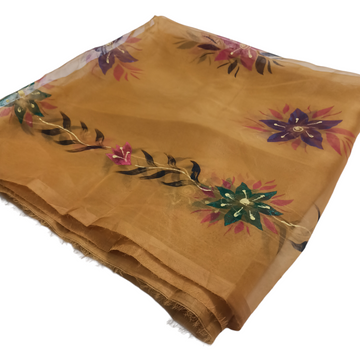 Hand Painted Organza Dupatta