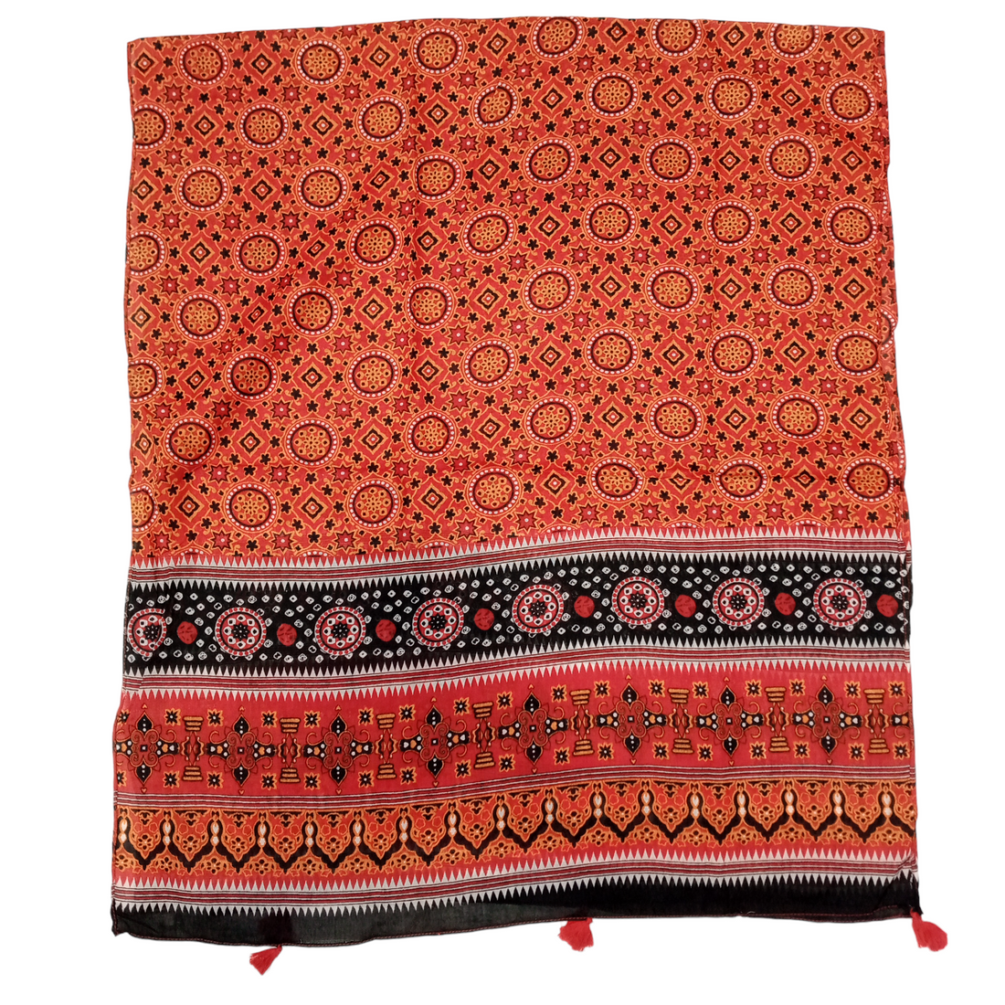 Ajrak Lawn Tasseled Print